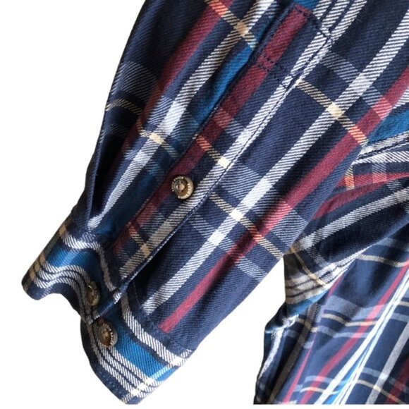 Eddie Bauer Men’s Button Up Plaid Shirt XXL Deep Indigo Long Sleeve NWT … - Picture 5 of 12